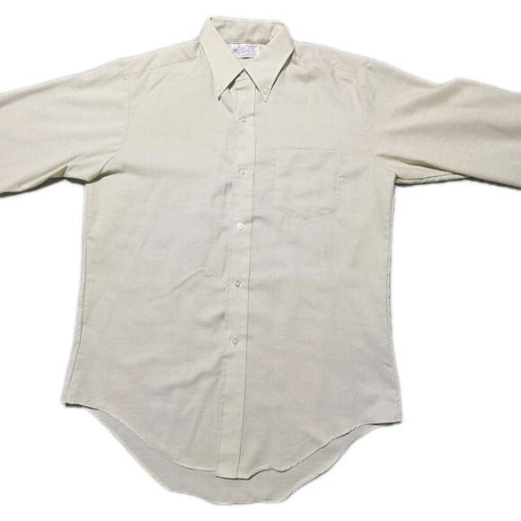 Vintage Kmart Shirt 15.5-35 Beige Button Down Japan 60s 70s S.S. Kresge Co - Picture 1 of 7